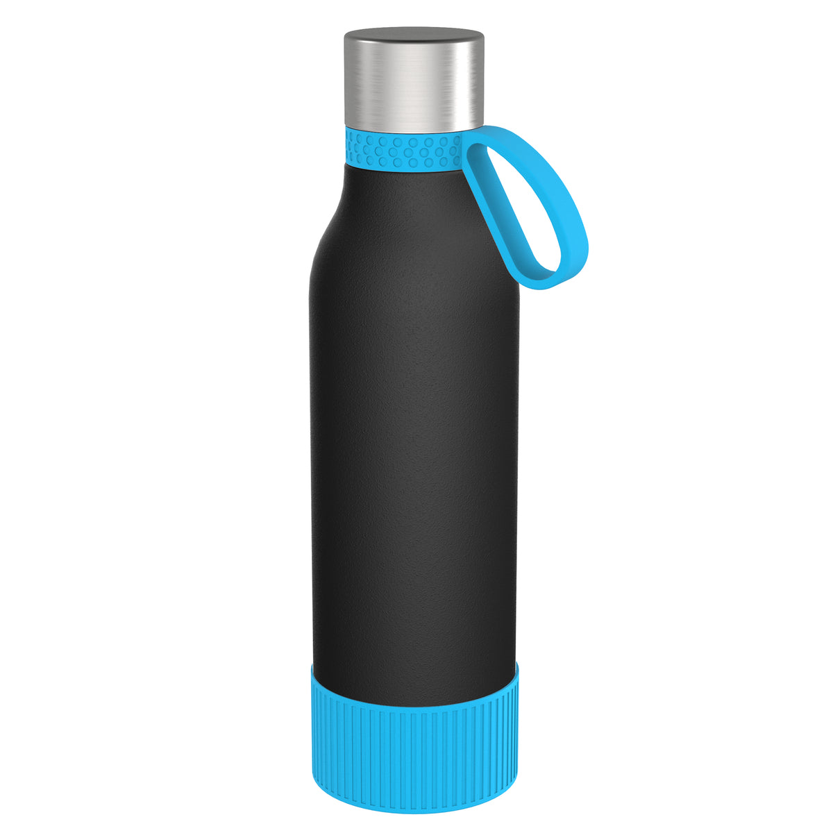 Flasche: schwarz, Ring: cyan, Hülle: cyan