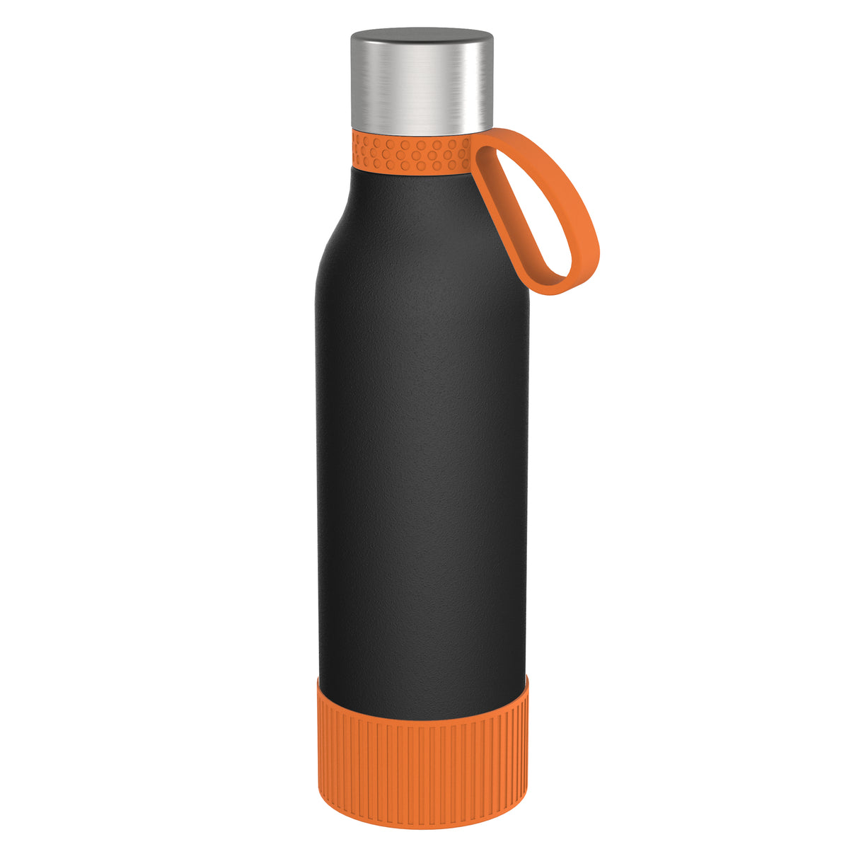 Flasche: schwarz, Ring: orange, Hülle: orange