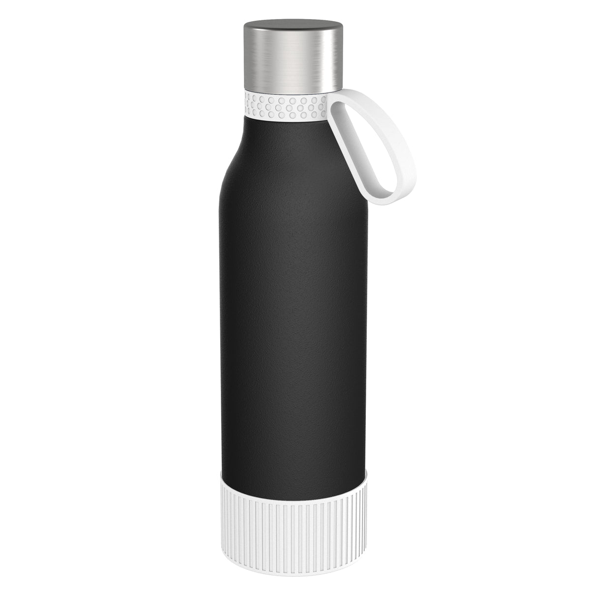 Flasche: schwarz, Ring: weiß, Hülle: weiß
