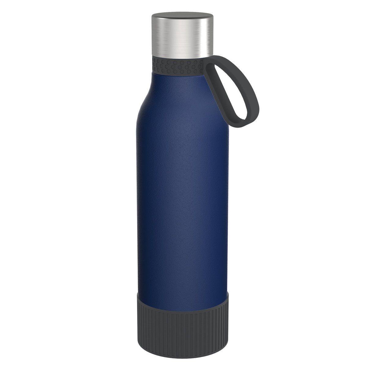 Flasche: blau, Ring: dunkelgrau, Hülle: dunkelgrau