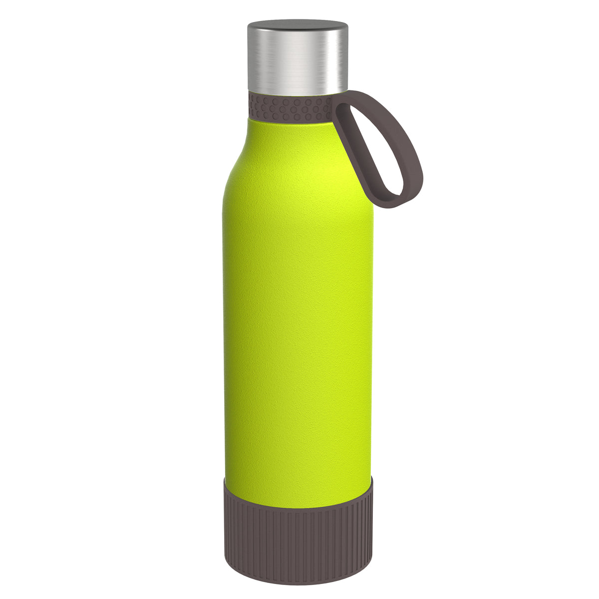 Flasche: grün, Ring: braun, Hülle: braun