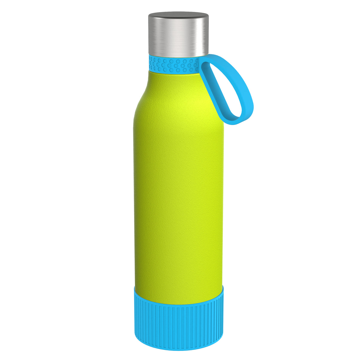 Flasche: grün, Ring: cyan, Hülle: cyan