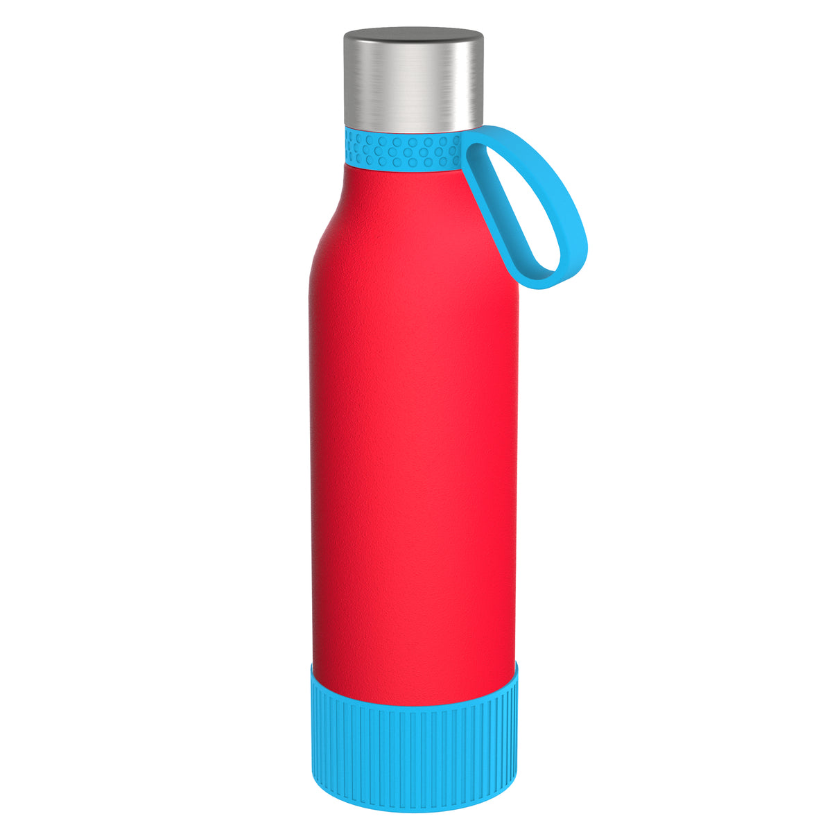 Flasche: rot, Ring: cyan, Hülle: cyan