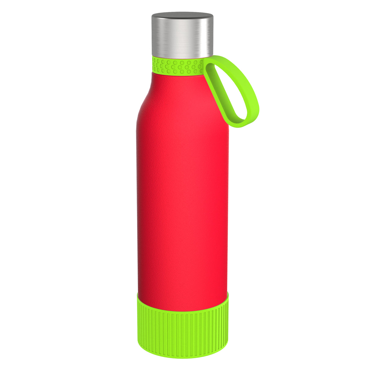 Flasche: rot, Ring: hellgrün, Hülle: hellgrün