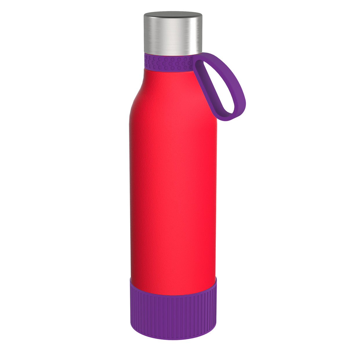 Flasche: rot, Ring: lila, Hülle: lila