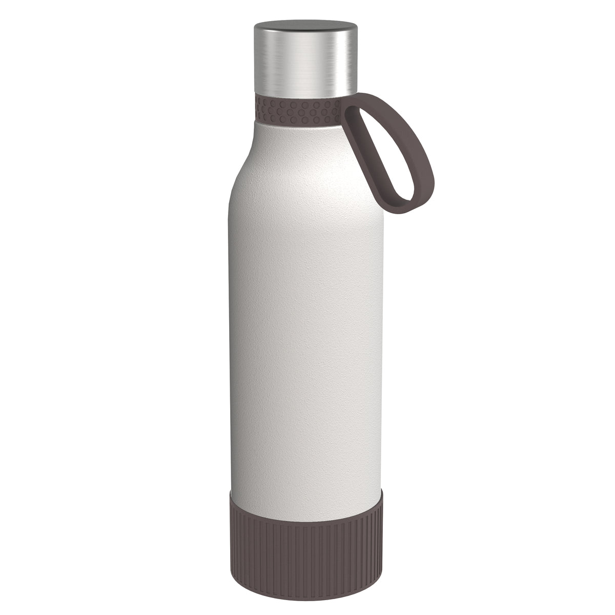 Flasche: weiß, Ring: braun, Hülle: braun