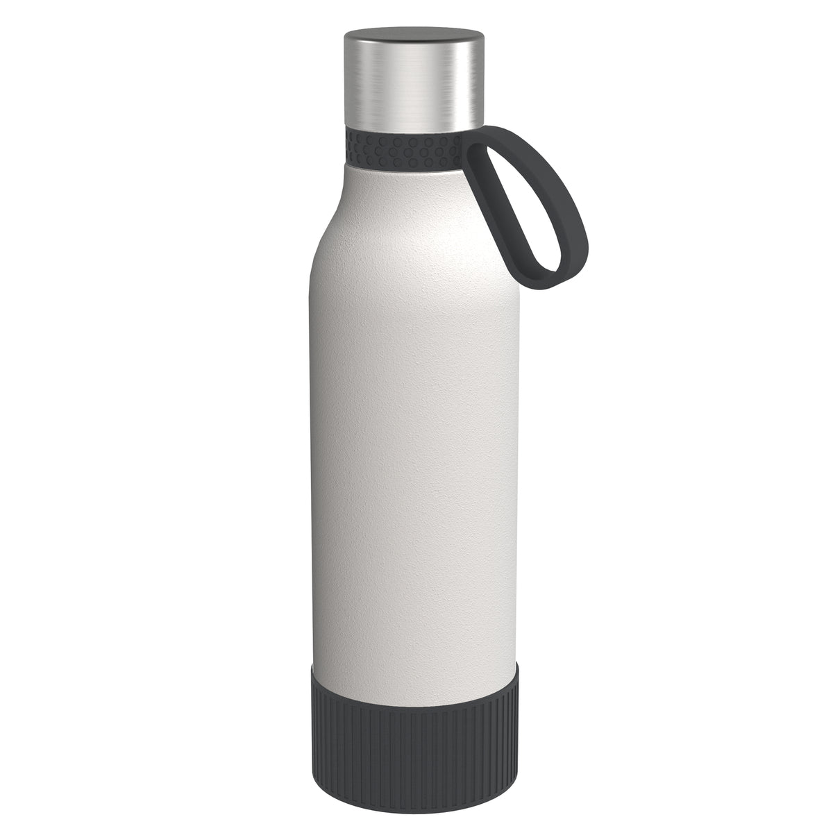 Flasche: weiß, Ring: dunkelgrau, Hülle: dunkelgrau