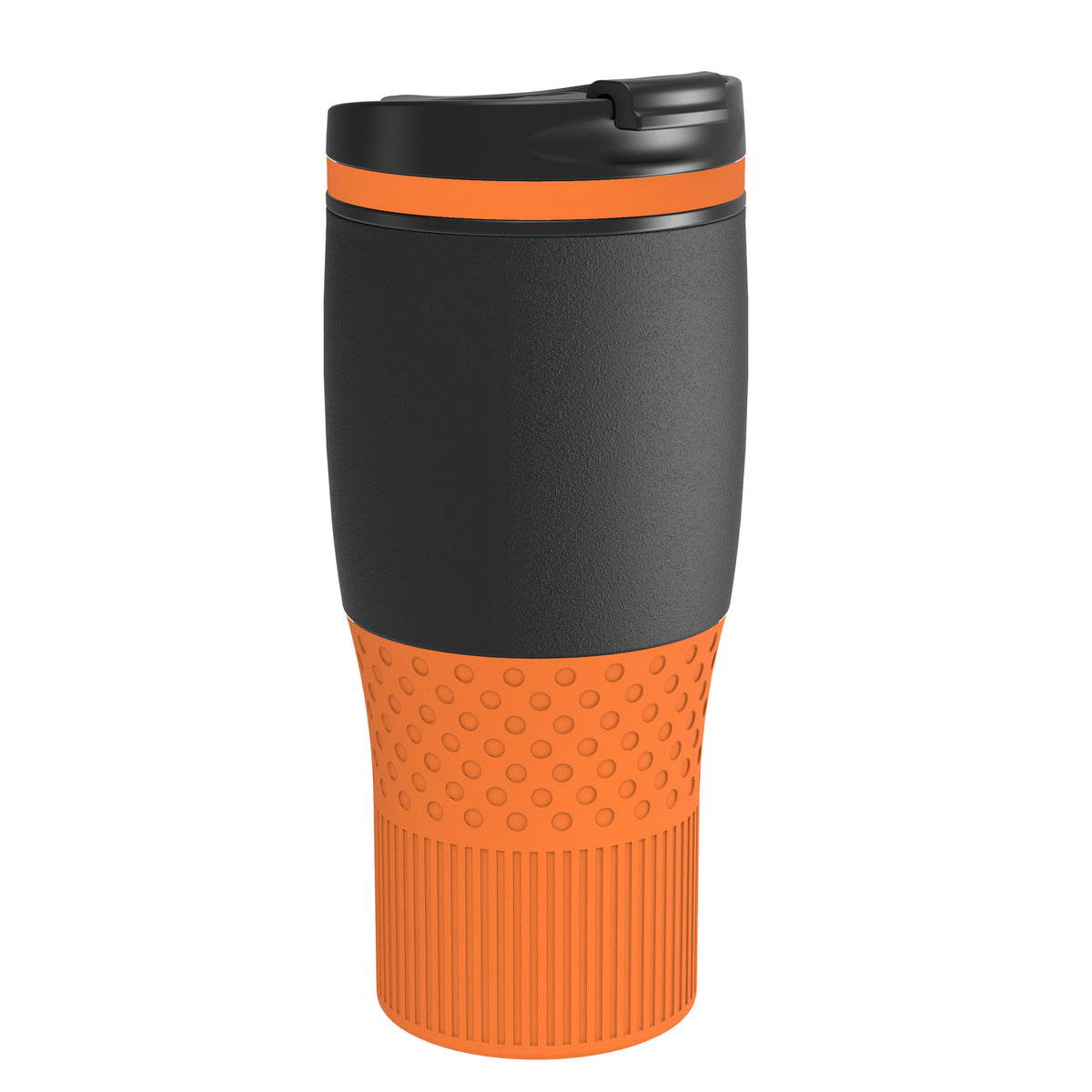 Becher: schwarz, Ring: orange, Hülle: orange
