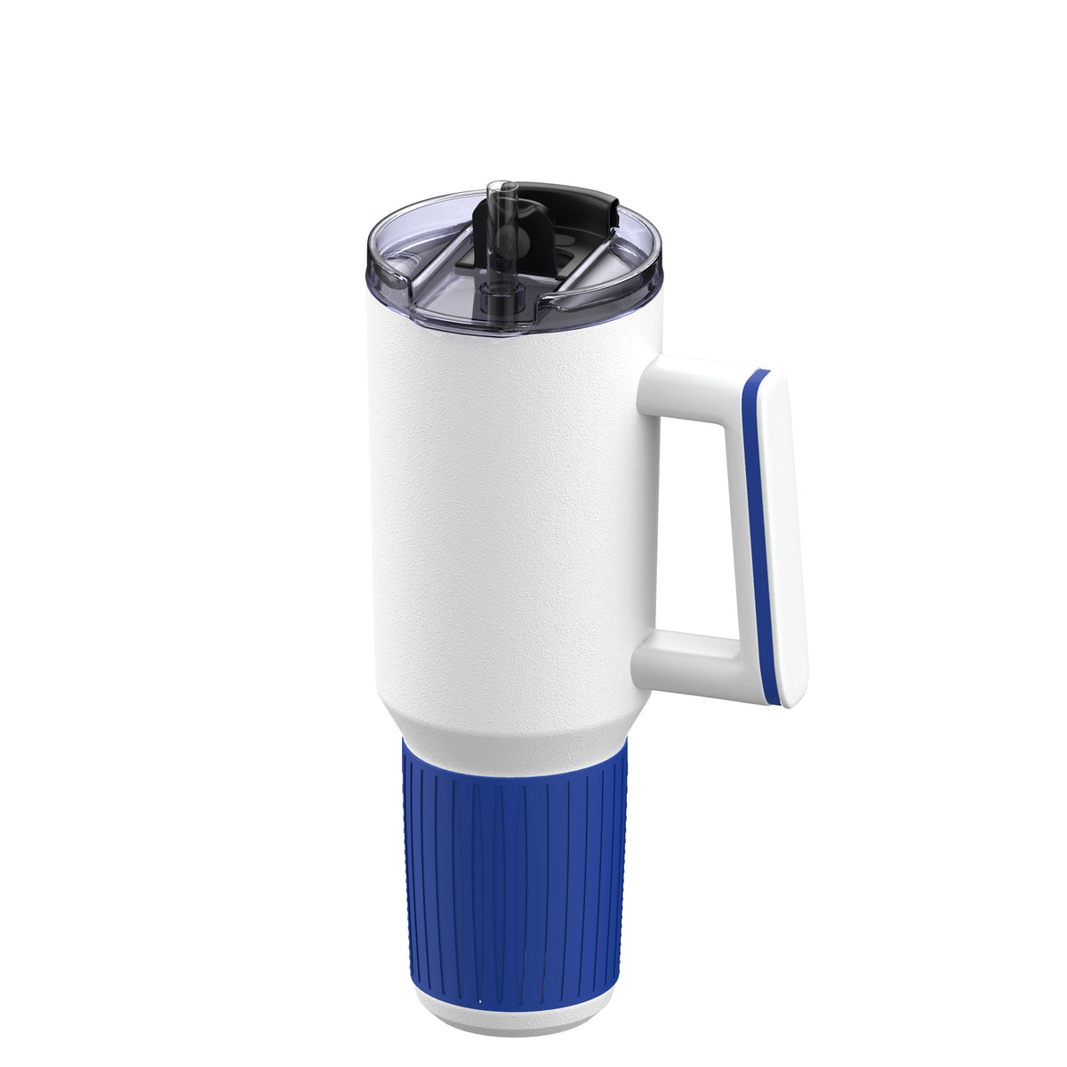 Becher: weiß, Ring: blau, Hülle: blau