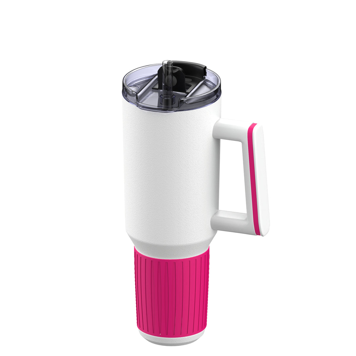Becher: weiß, Ring: magenta, Hülle: magenta