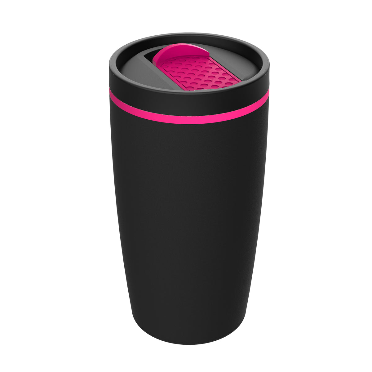 Becher: schwarz, Hülle: magenta, Ring: magenta