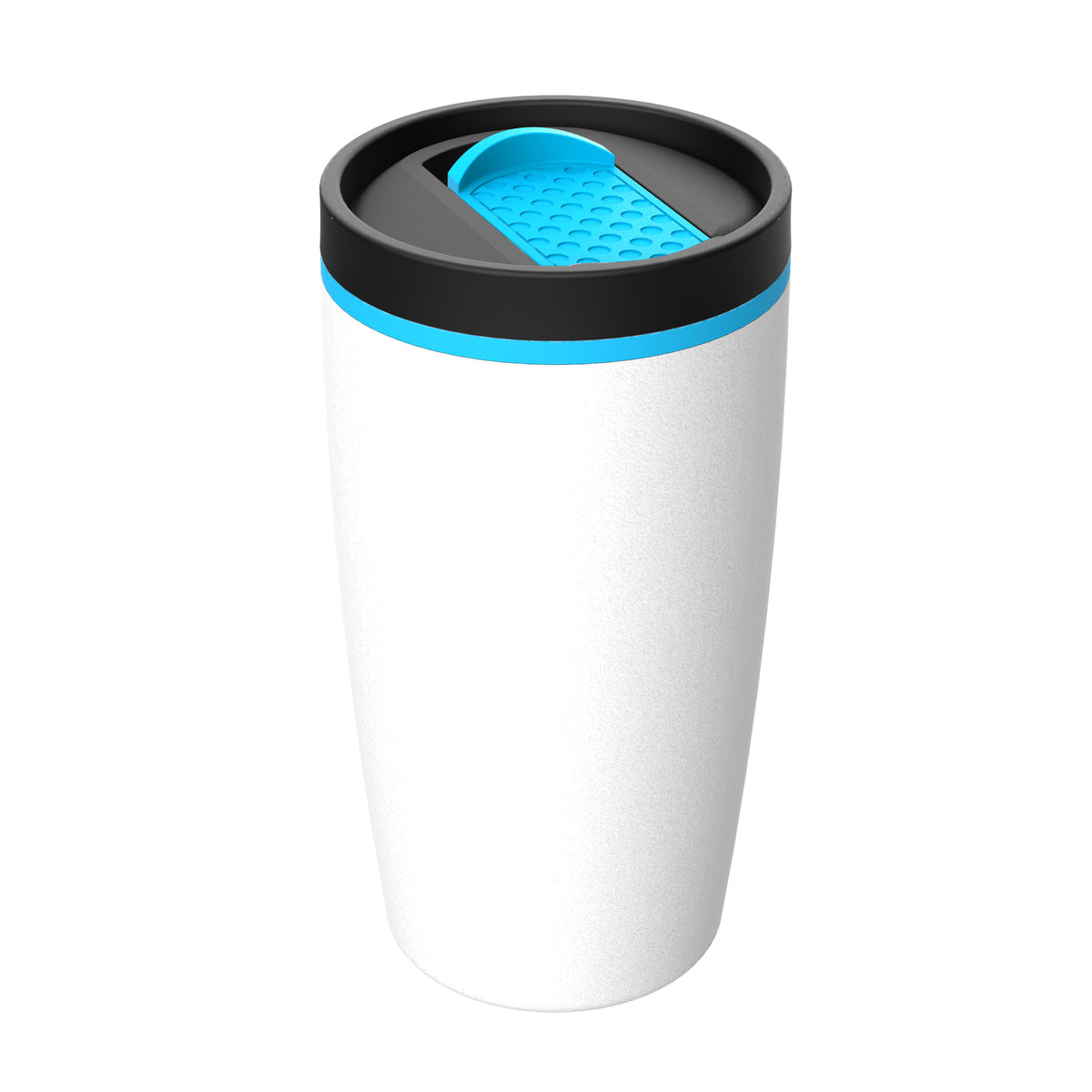 Becher: weiß, Hülle: cyan, Ring: cyan