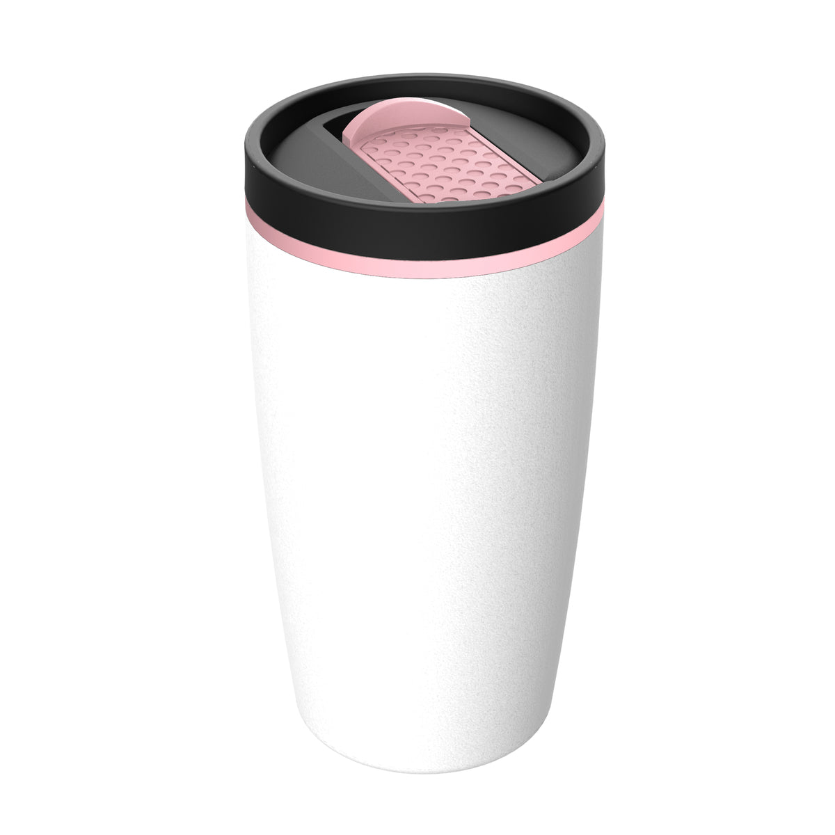 Becher: weiß, Hülle: hellmagenta, Ring: hellmagenta