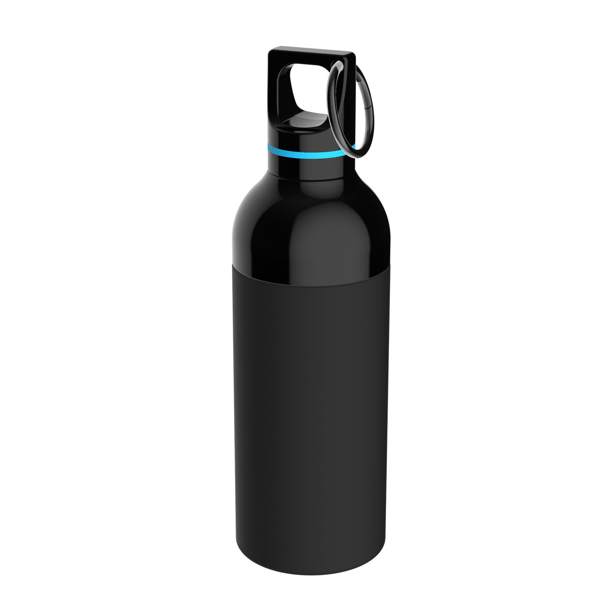 Flasche: schwarz, Ring: cyan