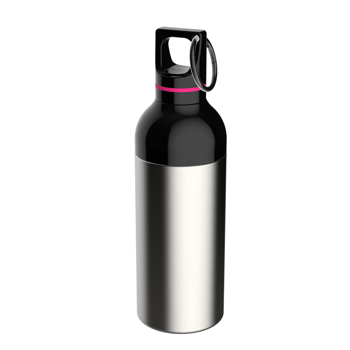 Flasche: silber, Ring: magenta