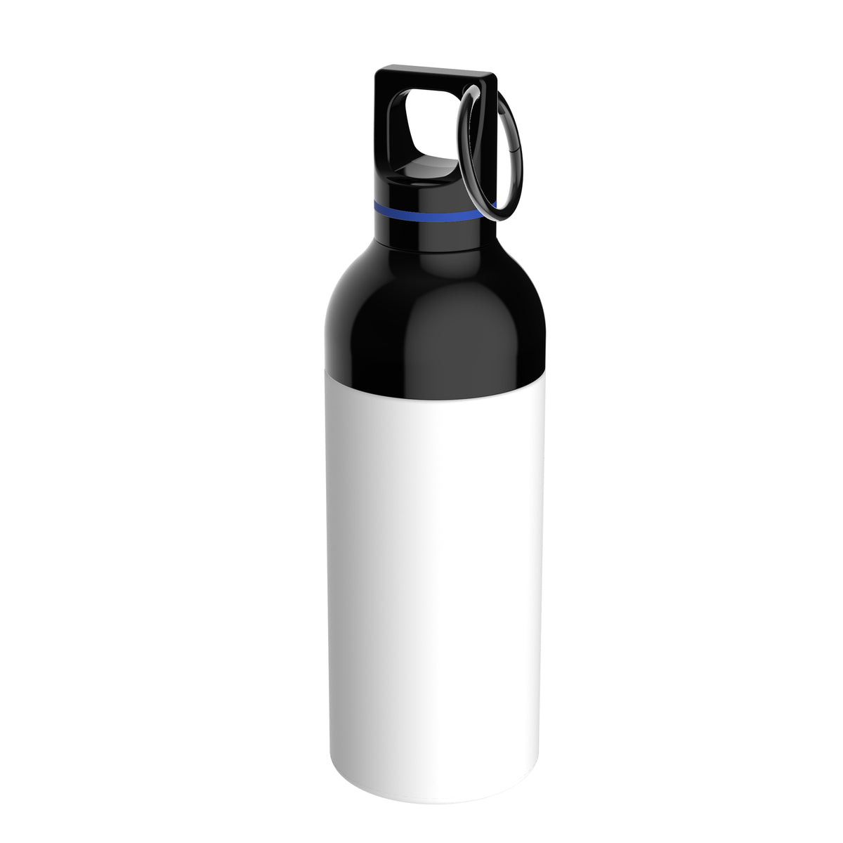 Flasche: weiß, Ring: blau