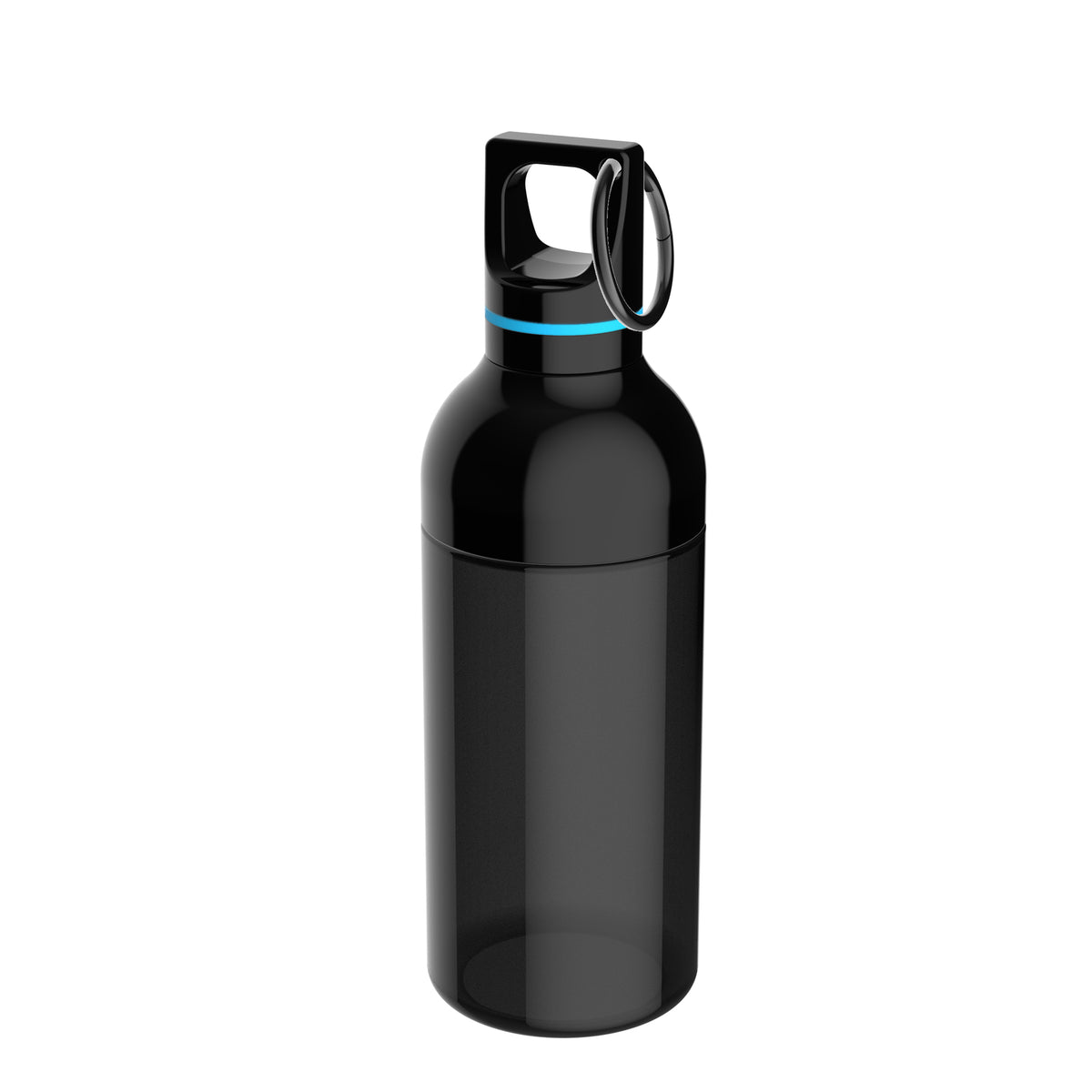 Flasche: schwarz, Ring: cyan