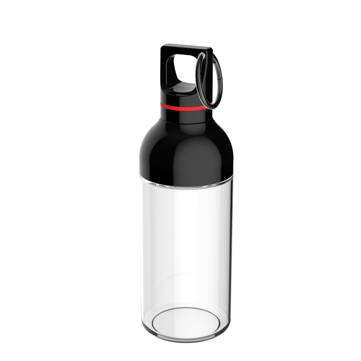 Flasche: transparent, Ring: rot