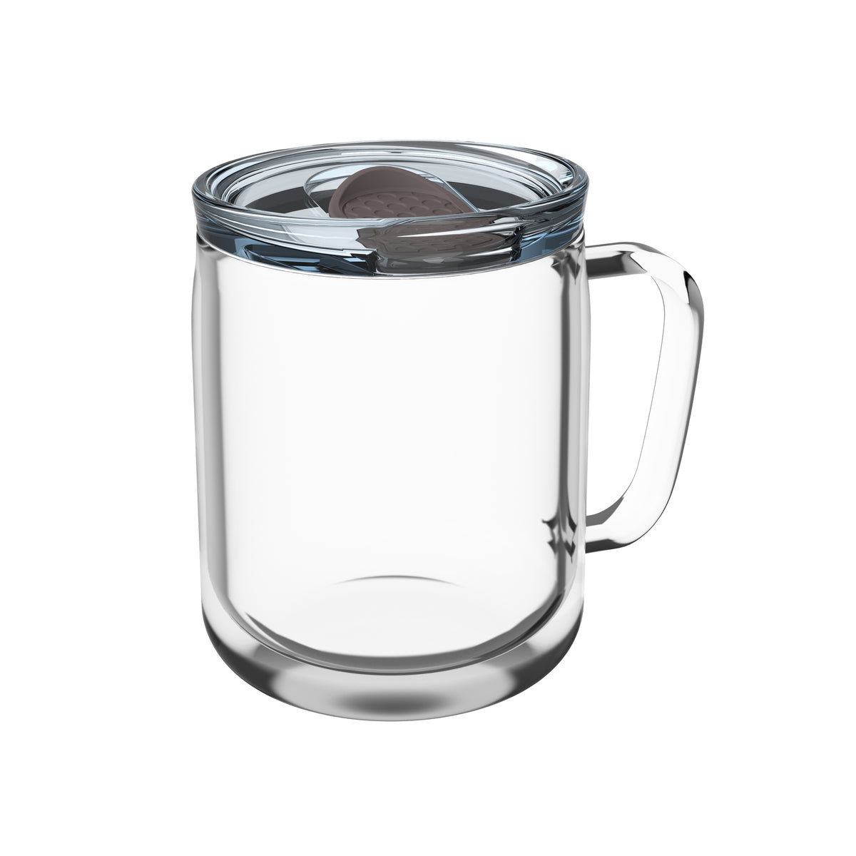 Becher: transparent, Deckel: braun