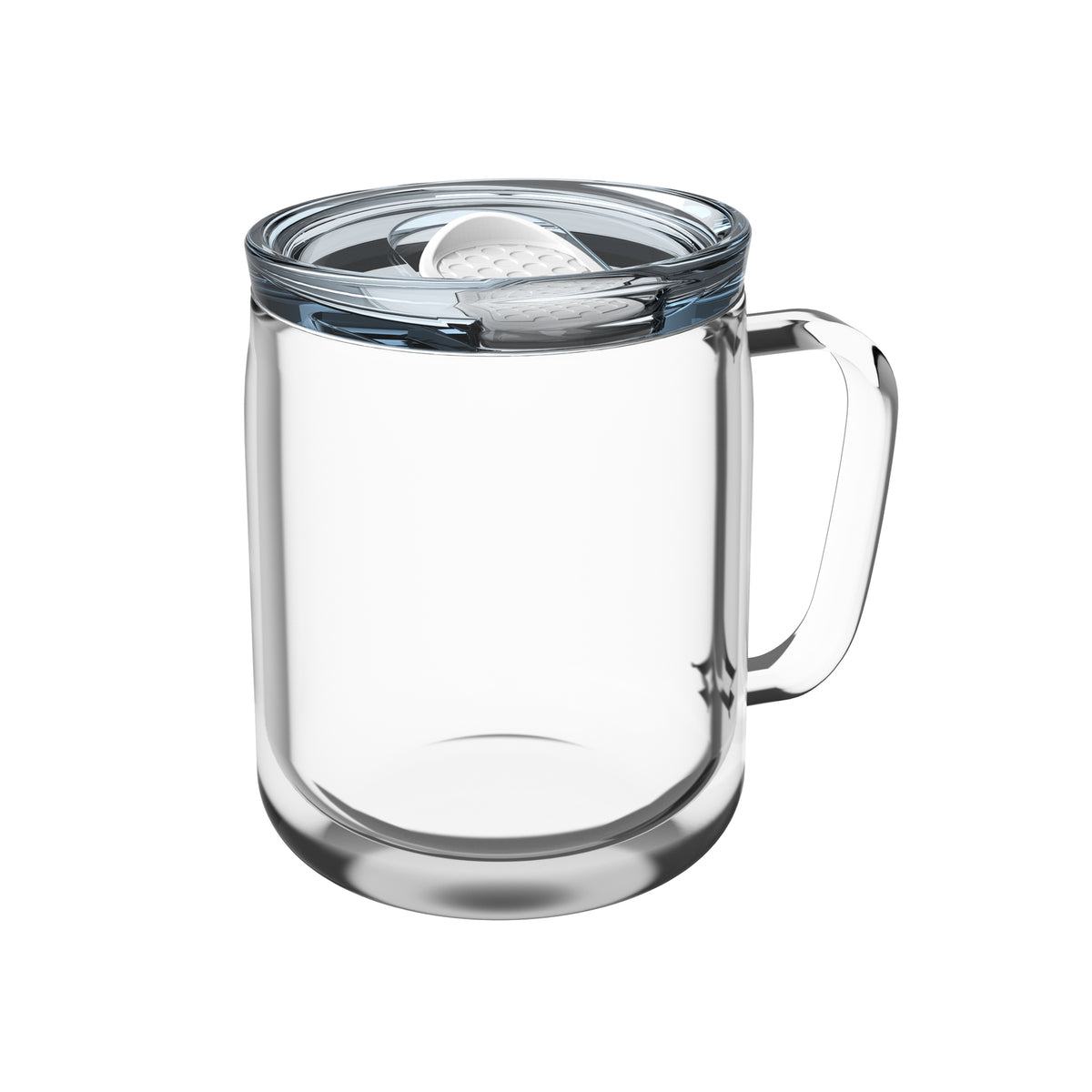 Becher: transparent, Deckel: weiß
