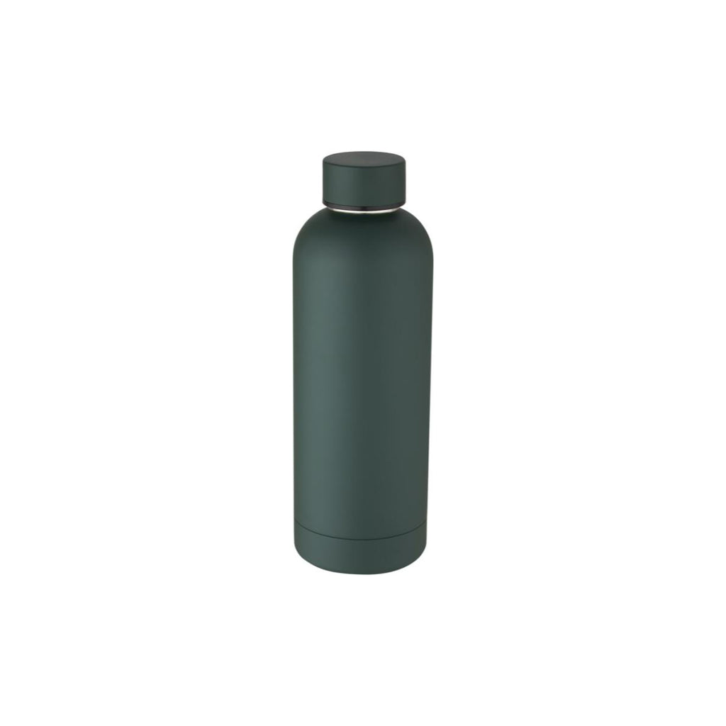 Dunkelgrüne vakuum isolierflasche mit deinem Wunsch Design bedruckbar nachhaltig