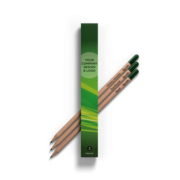 3er Sprout Bleistift Set in Individualisierte Verpackung