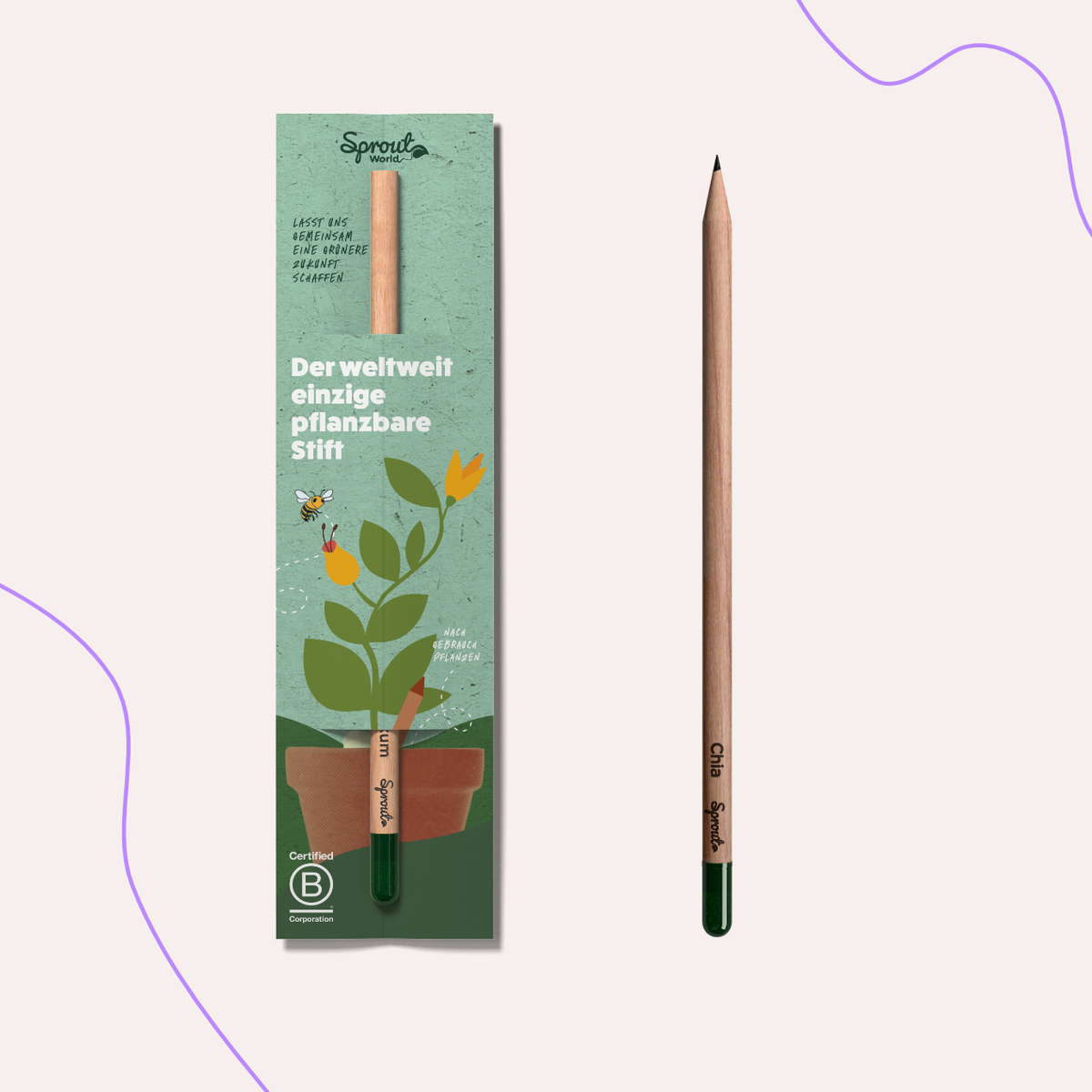 Sprout Buntstift mit Samen in Einsteckkarte im Standardmotiv