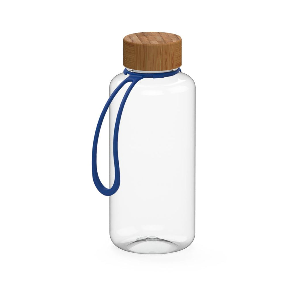 1L Trinkflasche mit Lasche - transparent/blau