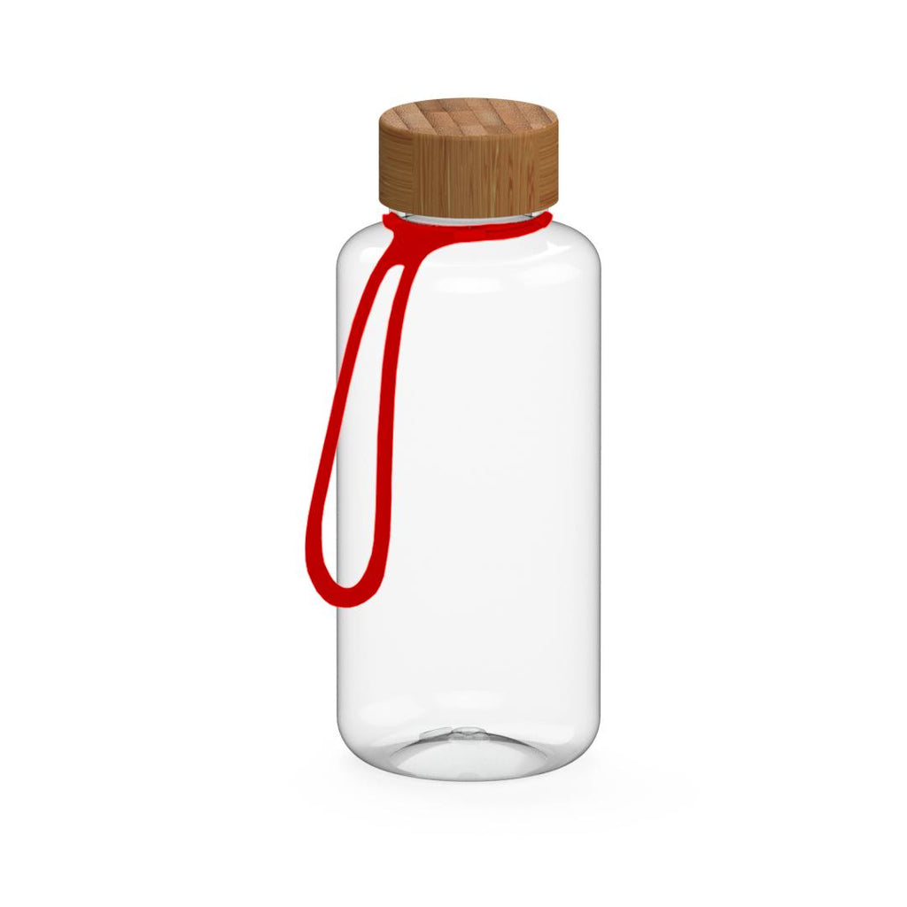 1L Trinkflasche mit Lasche - transparent/rot