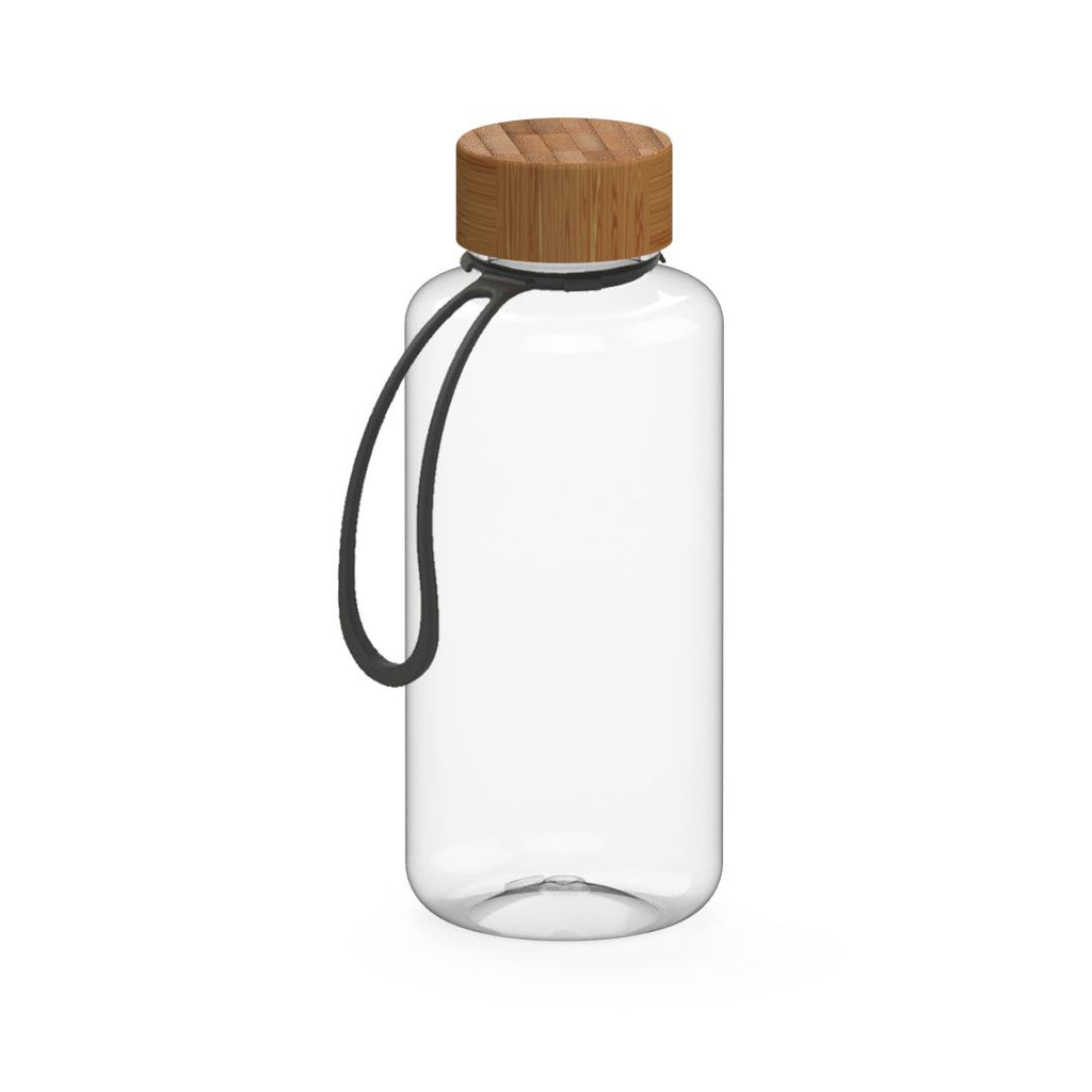 1L Trinkflasche mit Lasche - transparent/schwarz