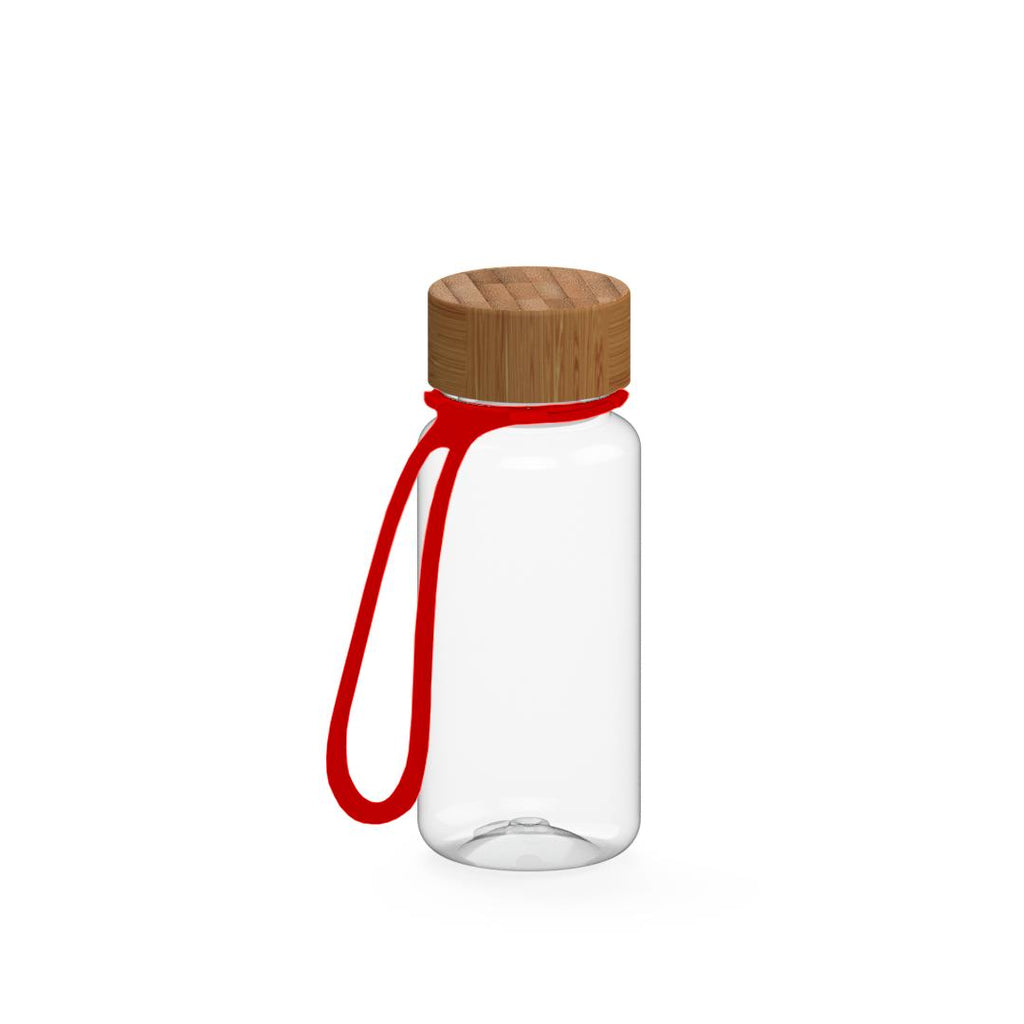 400ml Trinkflasche mit Lasche - transparent/rot