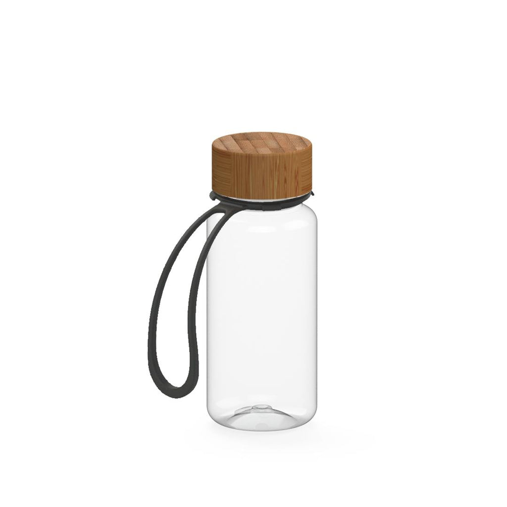 400ml Trinkflasche mit Lasche - transparent/schwarz