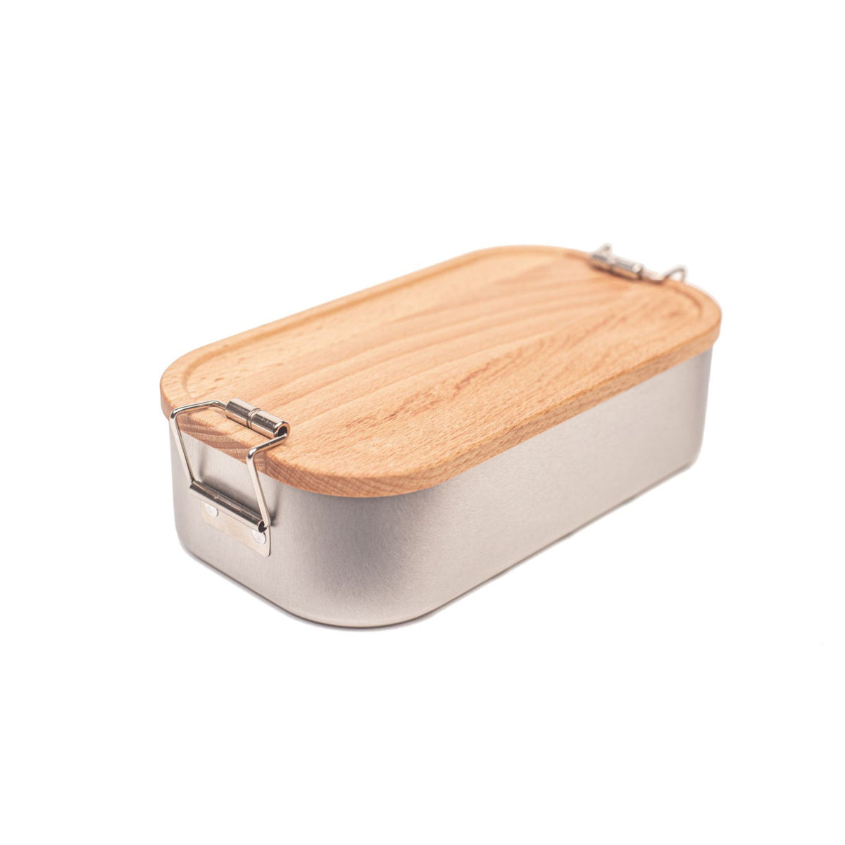 Weißblech Lunchbox mit Buchendeckel