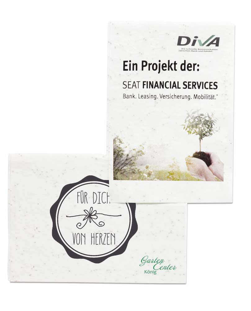 Werbeträger DIN A5 aus Samenpapier bedruckt Eco