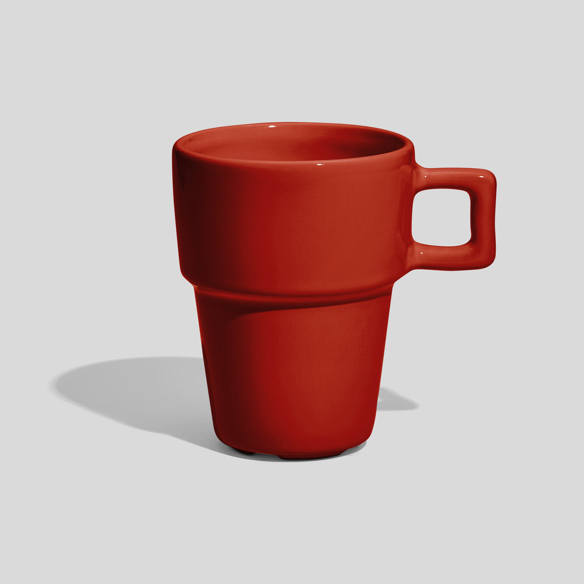 Abgestufte Keramiktasse 200 ml mit eckigem Henkel – Rot