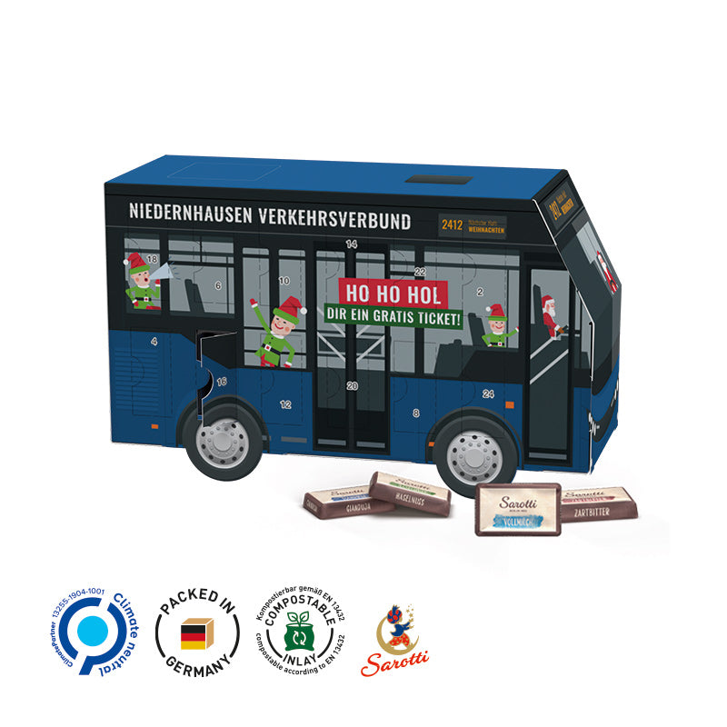 Adventskalender Bus mit Sarotti Schokolade