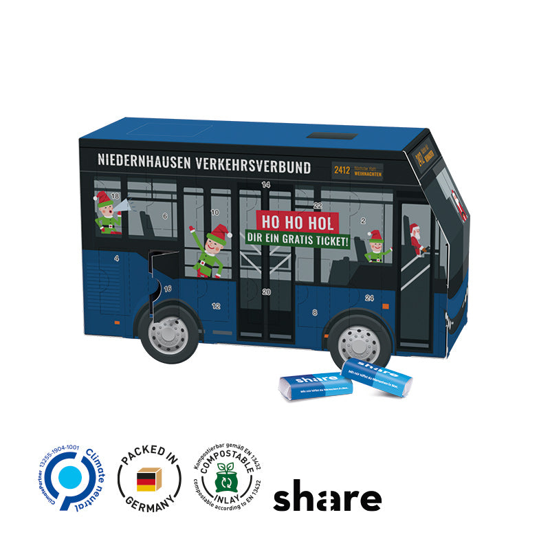 Adventskalender Bus mit share Schokolade