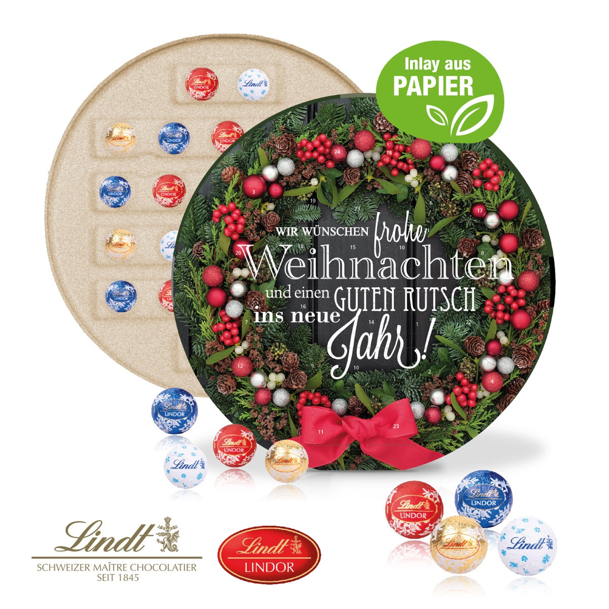 Runder Adventskalender Centro, beidseitig mit Werbemotiv bedruckt