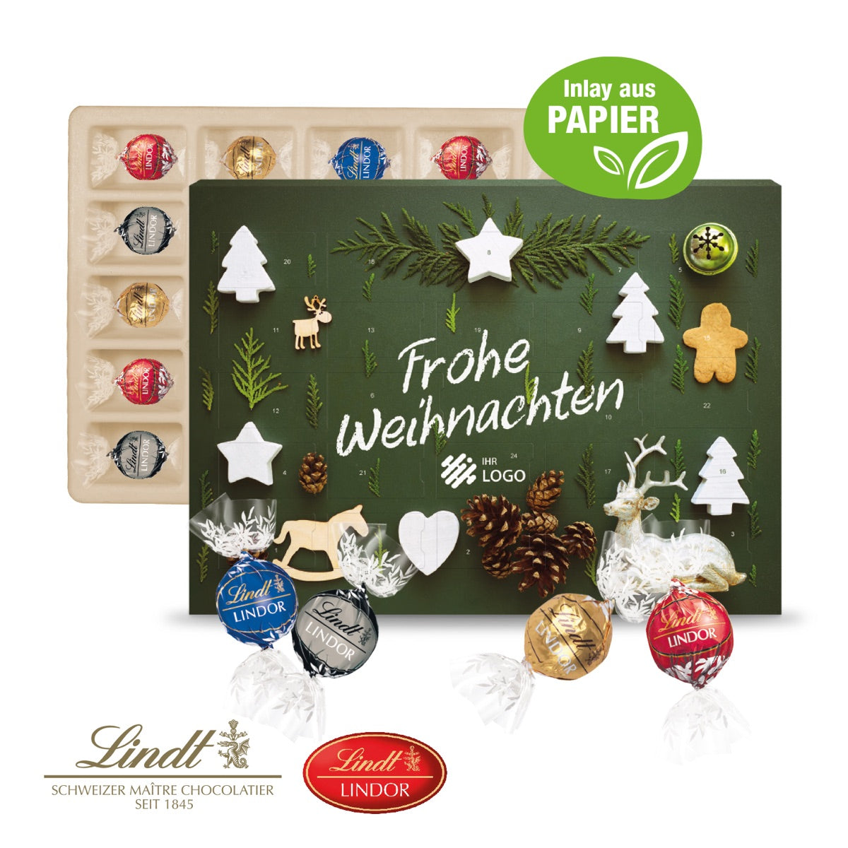 Großformatiger Adventskalender mit rundum bedruckter Werbefläche