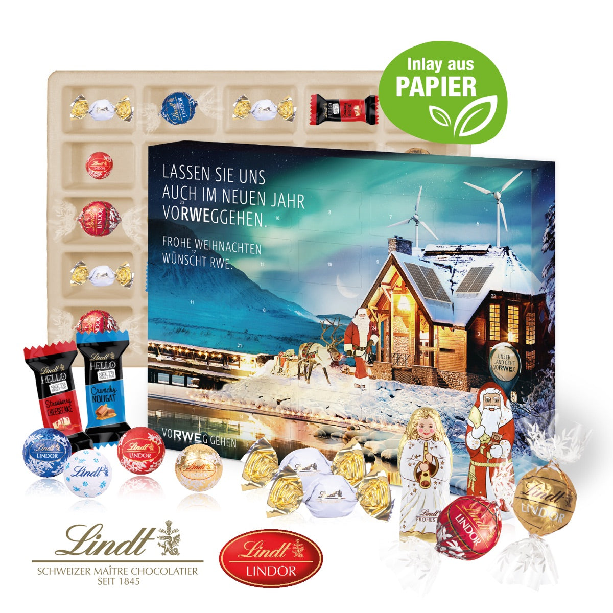 Adventskalender im großen Format, vollflächig mit Werbemotiv bedruckt