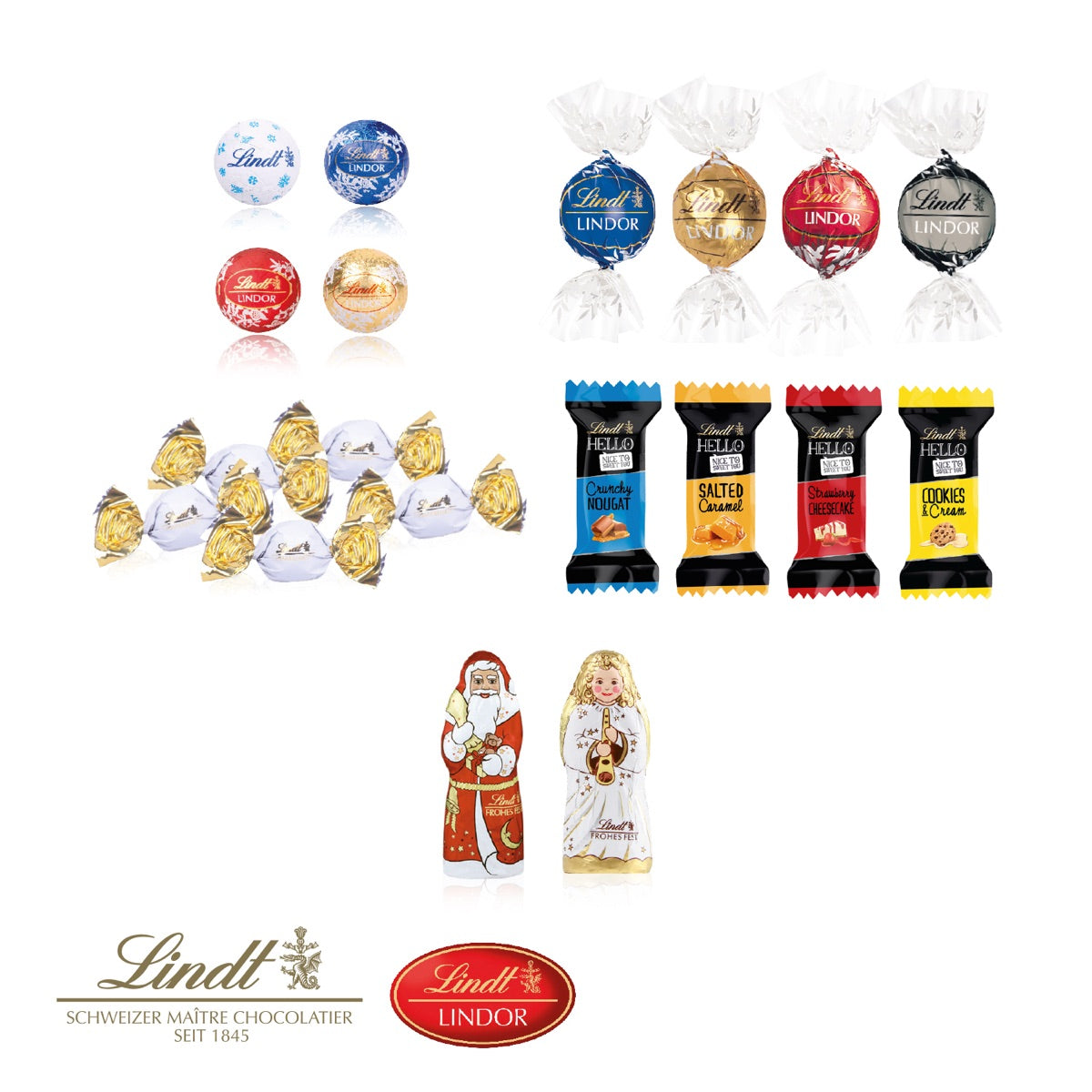 Lindt Mischung aus Pralinés, Sticks, Minis und Figuren im Adventskalender