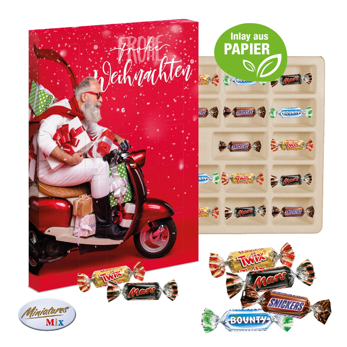 Adventskalender mit vollflächigem Werbedruck im Querformat
