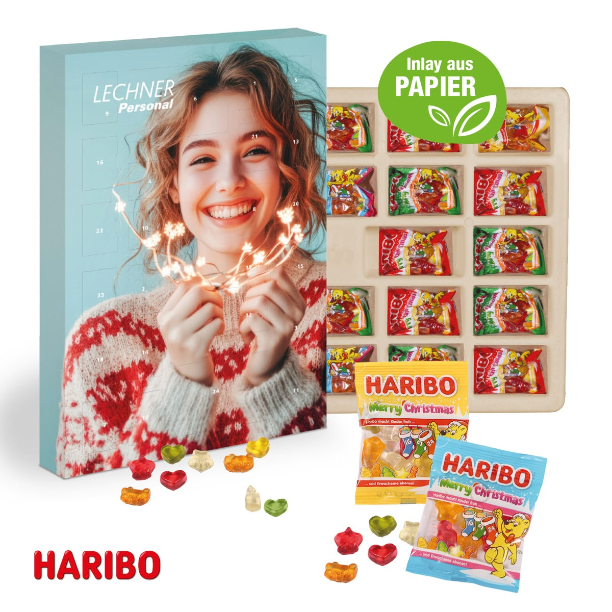 Adventskalender mit vollflächig bedruckter Werbefläche und Aufhängeloch