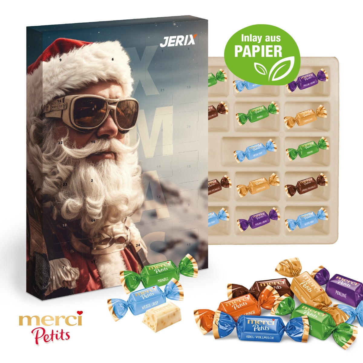 Adventskalender mit großer bedruckter Werbefläche im Querformat