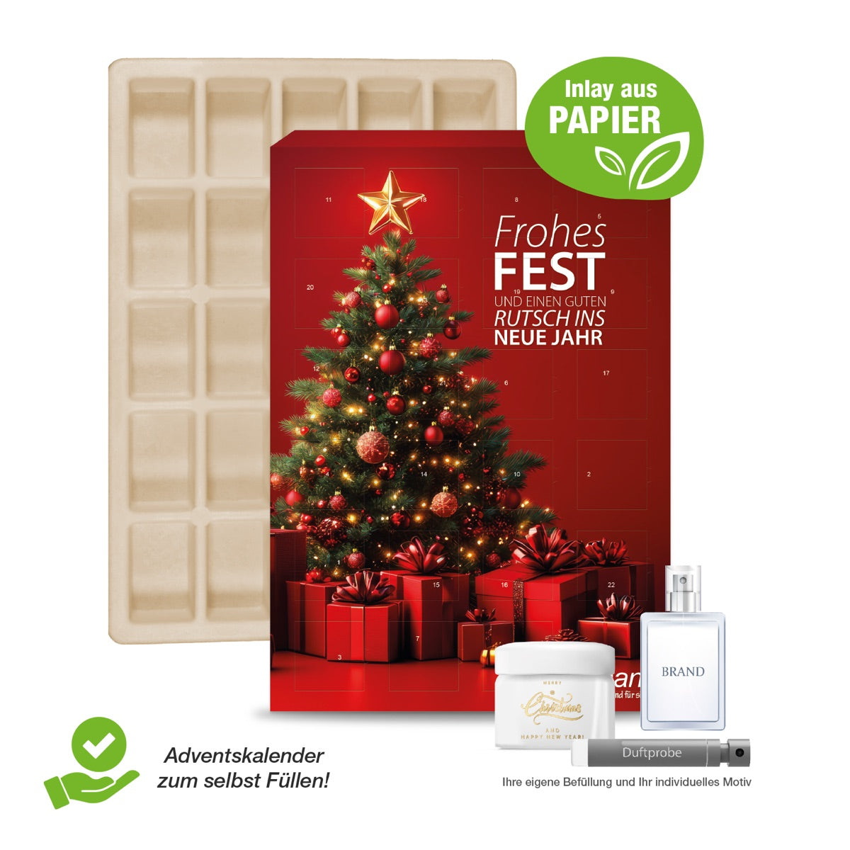 Adventskalender zum Selbstbefüllen mit vollflächig bedruckter Hülle