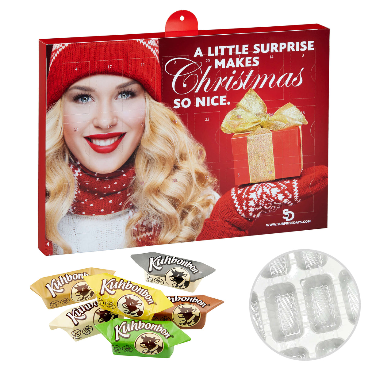 Adventskalender mit Weichkaramellen, 298 g, Querformat