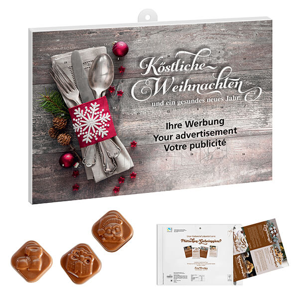 Adventskalender mit Werbeeinleger und Standardmotiv, 75 g