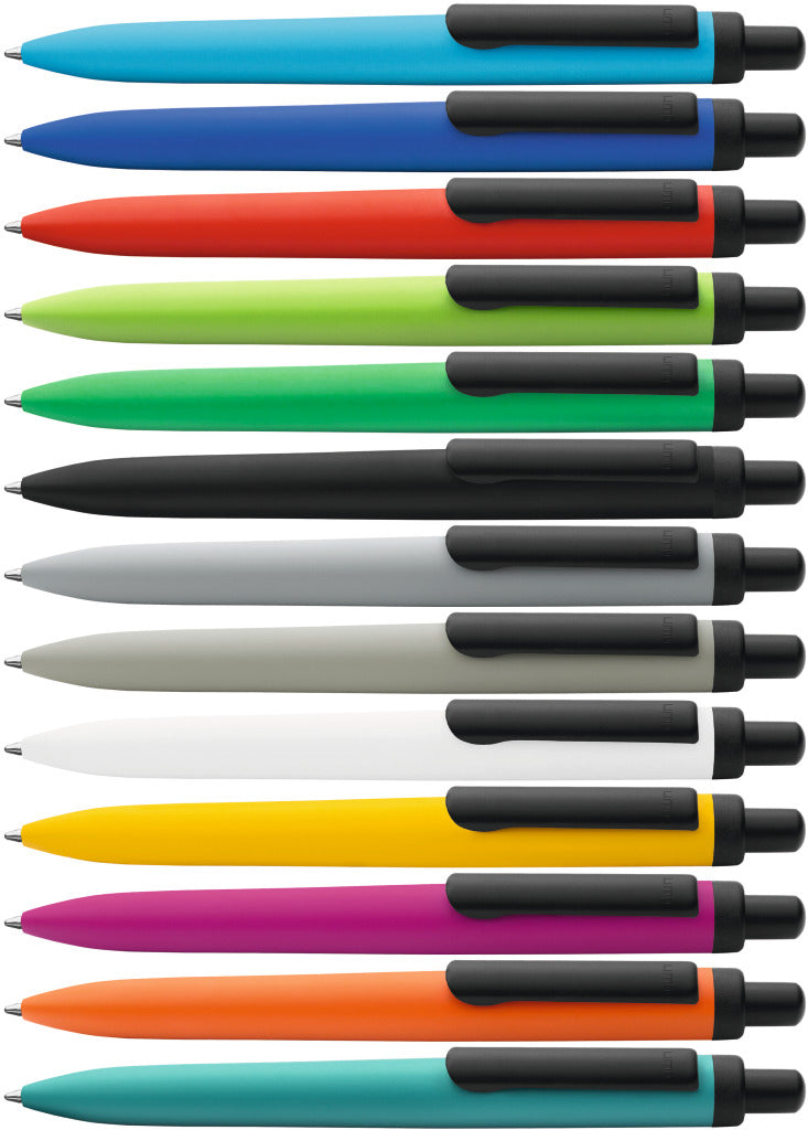 Aluminium Druckkugelschreiber mit schwarzem Metallclip – alle Farben