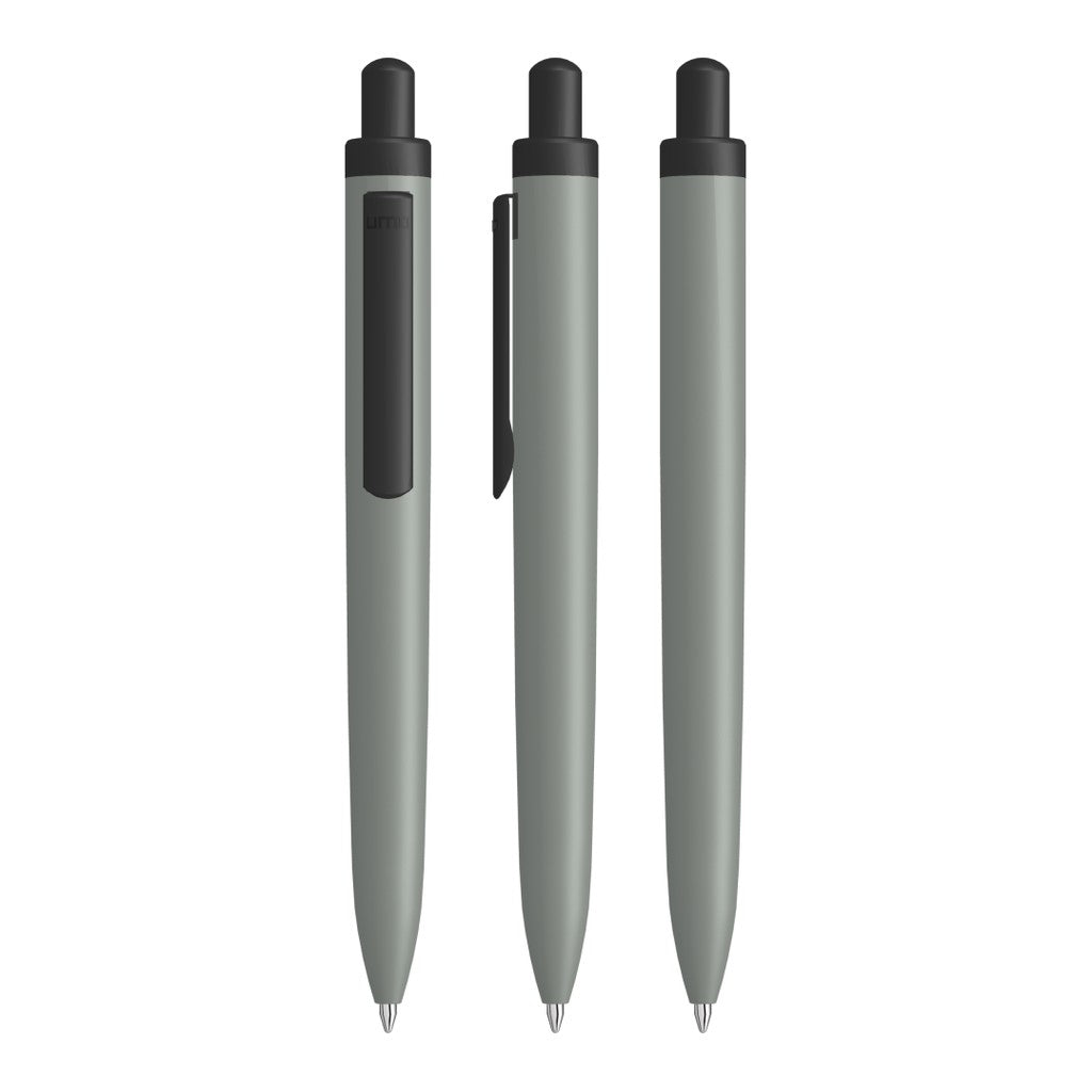 Aluminium Druckkugelschreiber mit schwarzem Metallclip – Grau