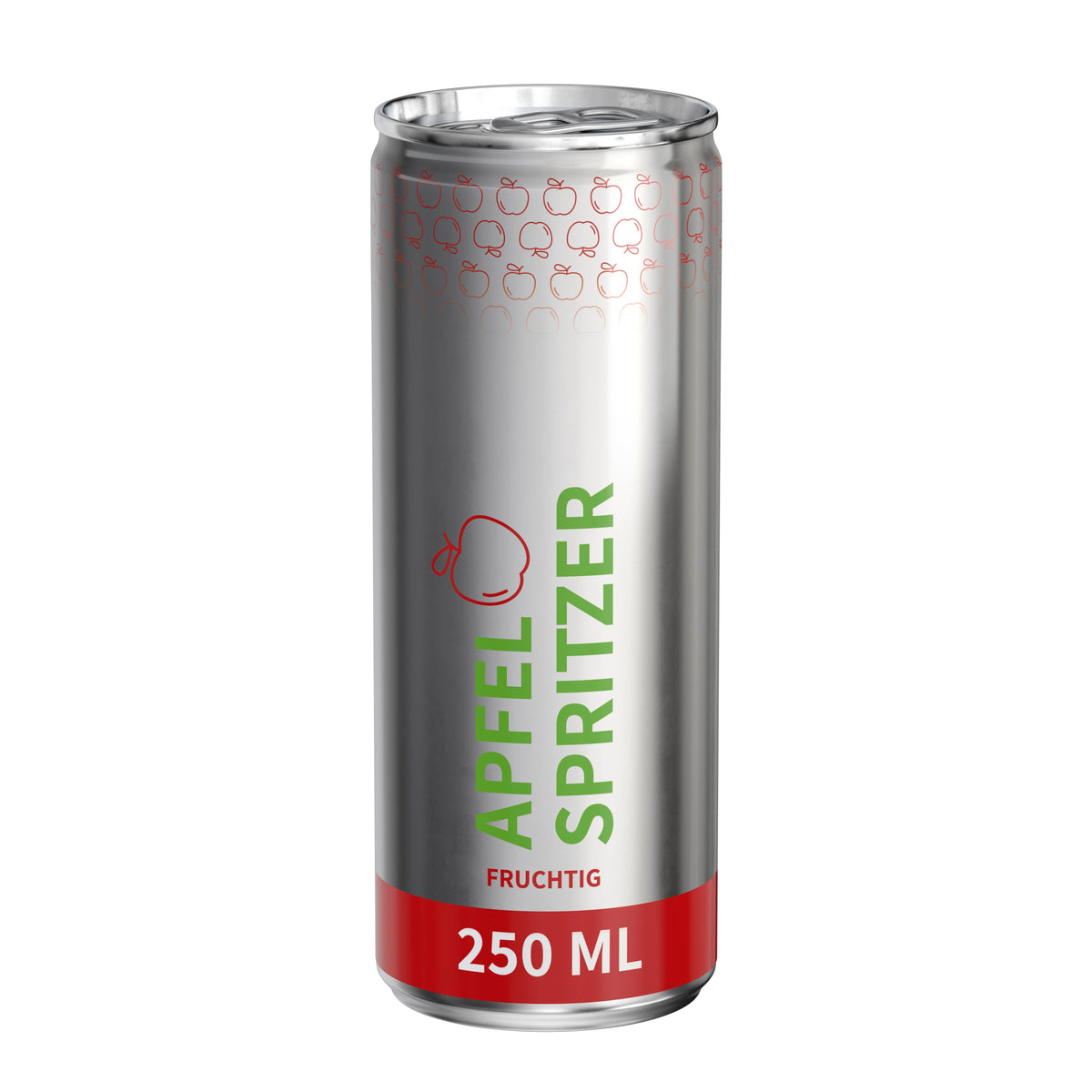 Apfelschorle 250 ml Dose mit Fullbody Etikett – transparent glänzend